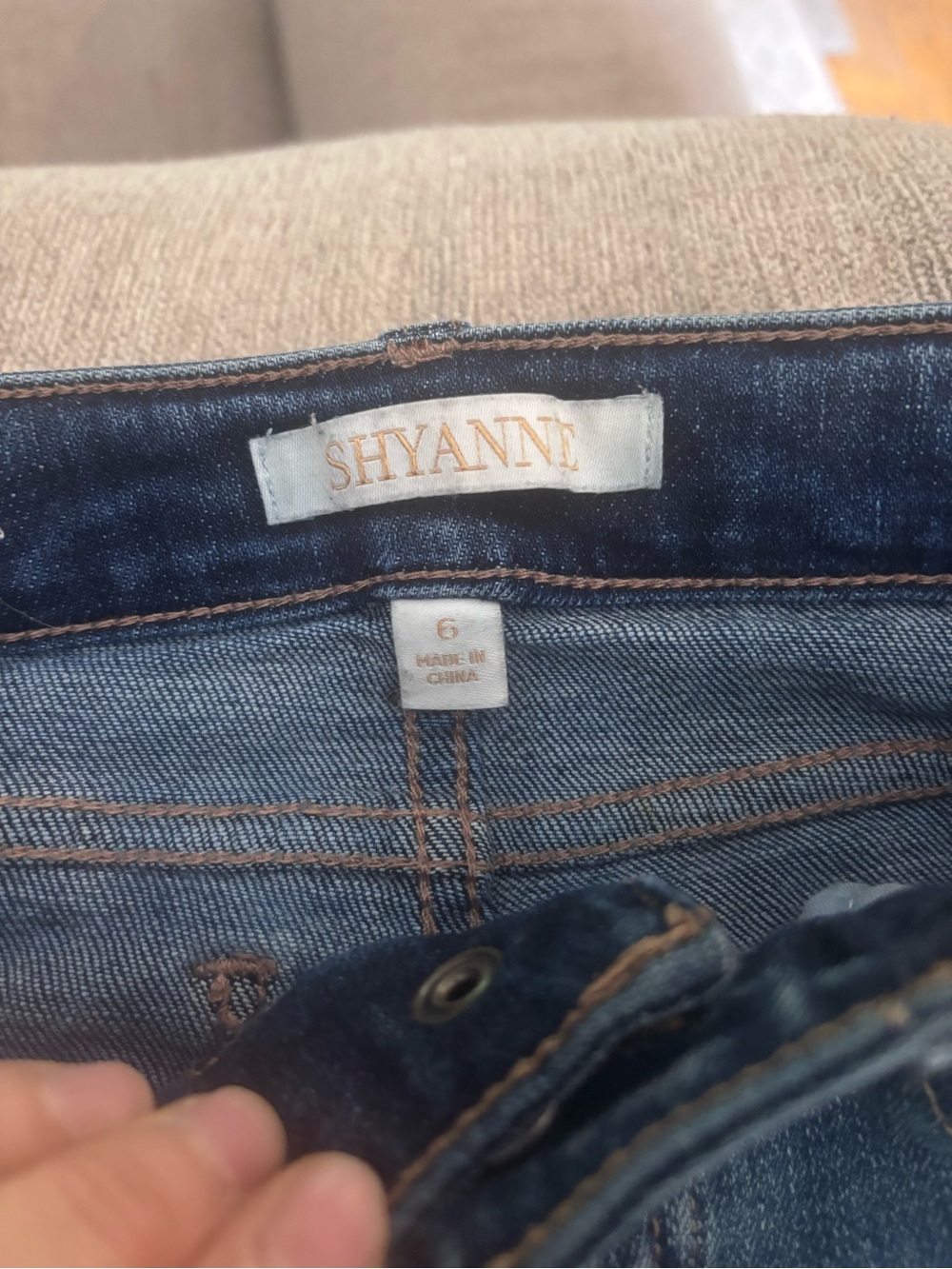 Shyanne Navy Blue Kids Denim Jeans with Brown Stitching